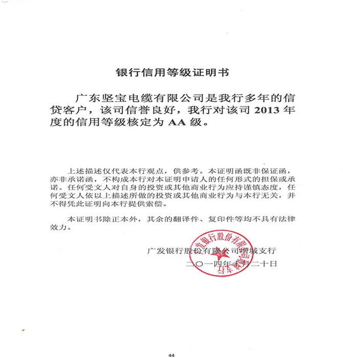 銀行信用等級證明書
